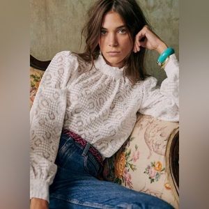 Sezane White Lace Top